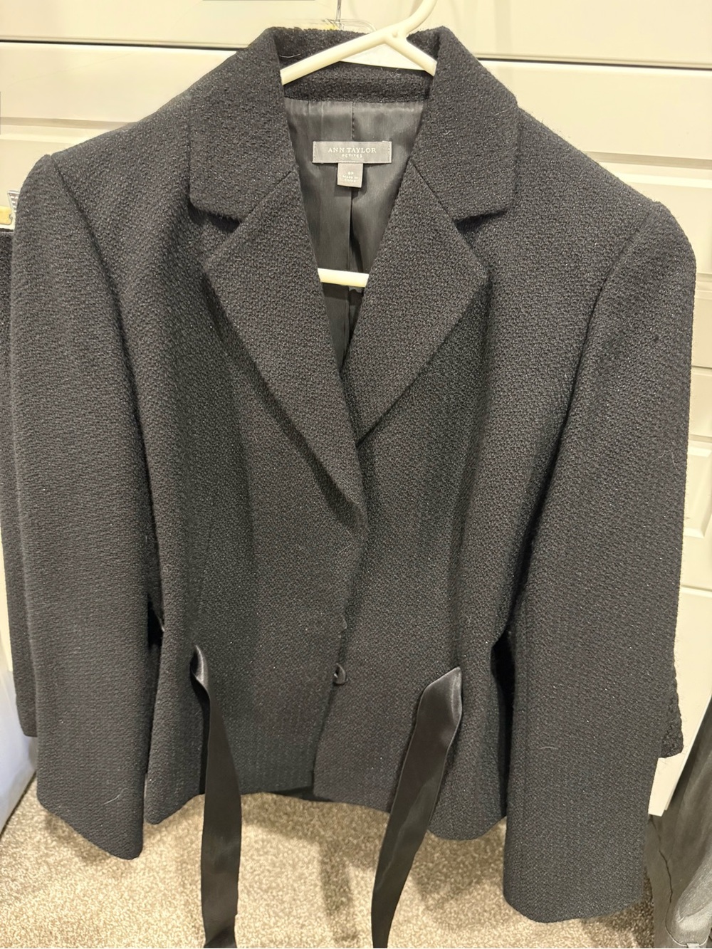 Ann Taylor Black Textured Blazer Jacket
